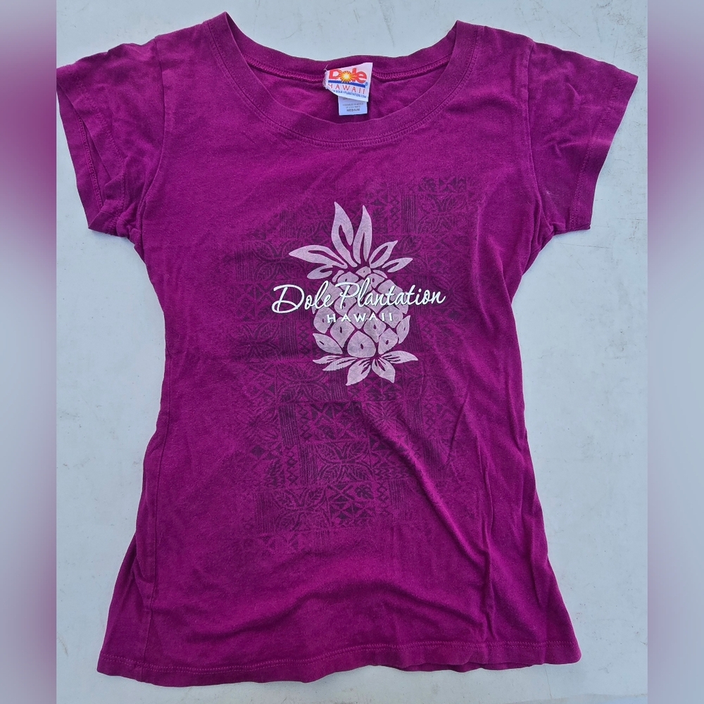 Dole Plantation Womens Medium Purple Short Sleeve